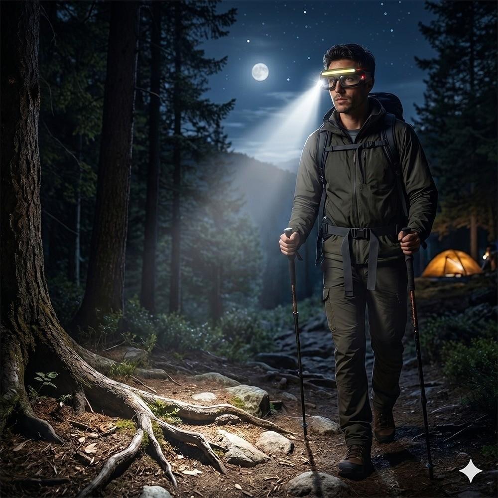 High Visibility Rechargeable Headlamp Glasses Rechargeable COB Floodlight Glasses Cycling