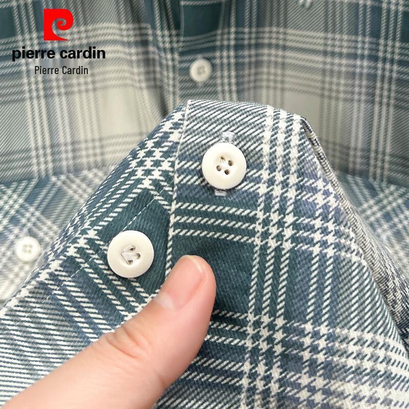 Pierre Cardin Men's Loose Pure Cotton Plaid Short Sleeve Shirt