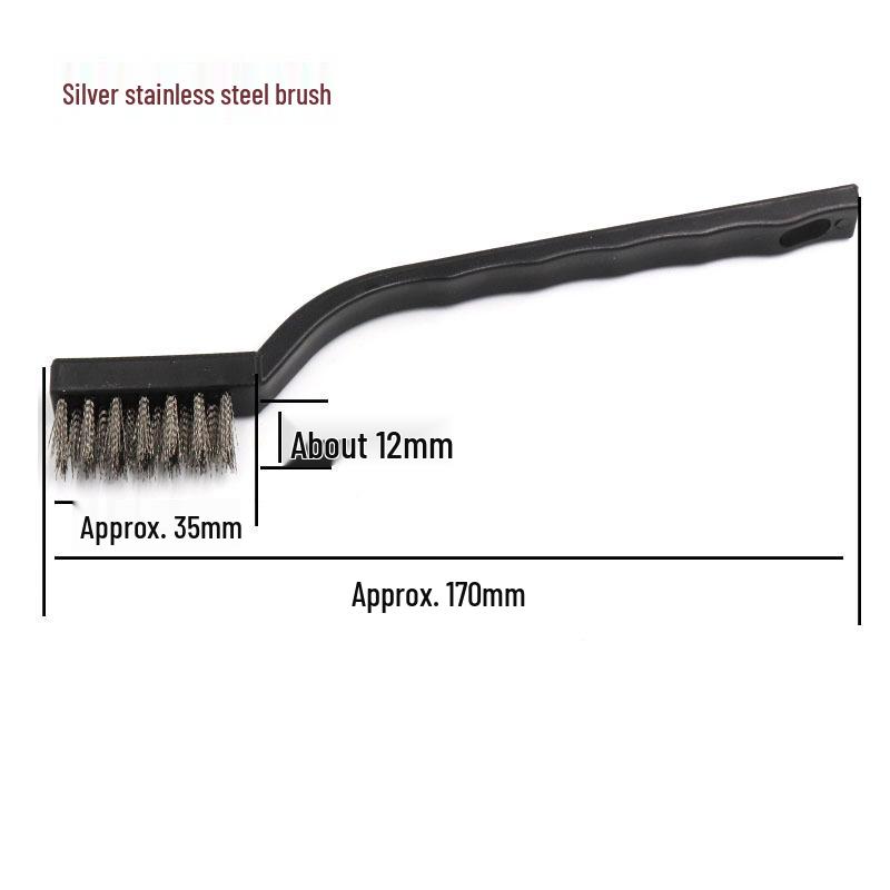 7-inch Industrial Cleaning Brush Set: Stainless Steel, Copper, Nylon Bristles – 3 Mini Brushes for Polishing.