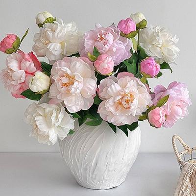 Lifelike Peony Flower Bundle Silk Cloth Silk Fake Flower  Home Wedding Decoration