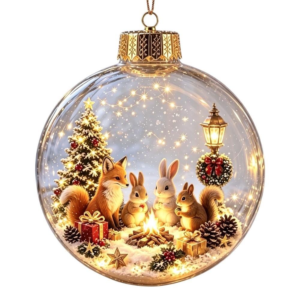 Transparent Christmas Ball Ornament 2D Flat Pattern Lightweight 3D Acrylic Pendant Compact Shatterproof Clear Sphere Bauble