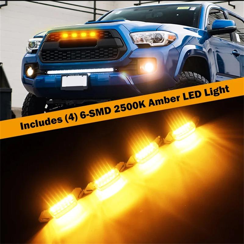 Car Front Grille LED Lights  Raptor Style Lights for 2016-up Toyota Tacoma Front Grille Decorative Lighting Warning Lights DRL