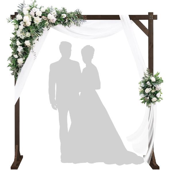 7.2ft Wooden Wedding Arch Wedding Decor for Yard Dark Brown 7.2ft x 7.2 ft/L x H