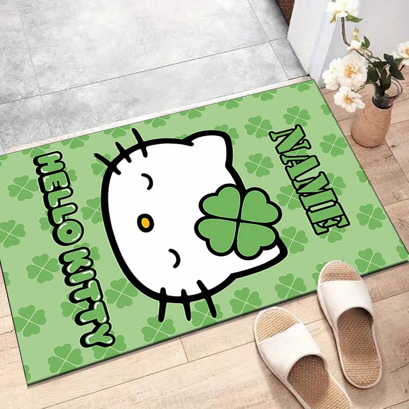 Custom HelloKitty Mat Personalized Name, Polyester Washable Indoor Entryway Rug, Gift for Christmas, Easter, Thanksgiving Day