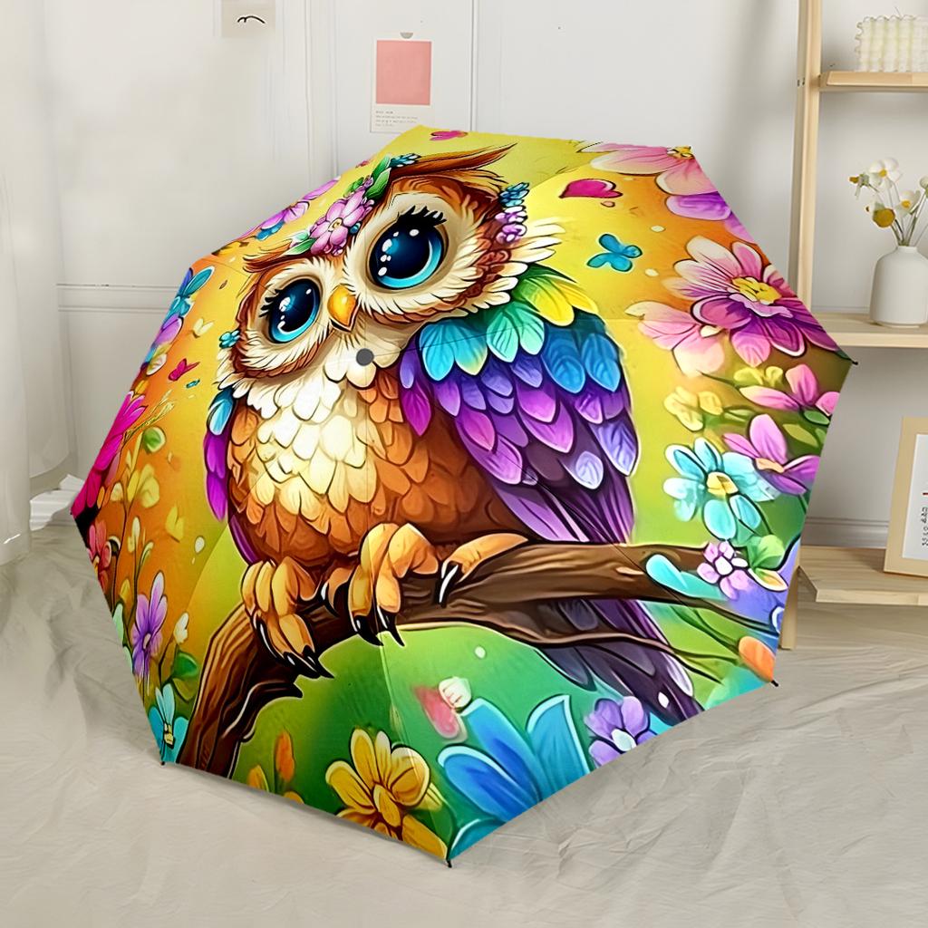 Owl Family In Moonlight Automatic Umbrella Sturdy 8-Rib Shaft Foldable Design Durable Everyday Carry Umbrella Fashionable Accessory