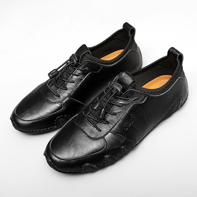 

Men Outdoor Style Non-slip Casual Shoes Leather Designer Quality Business Casual Shoes Man Flats Walk Sneakers Footwear 46 чёрный