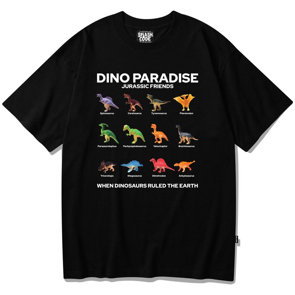 Seupeullaesikodeu Black Short Sleeve T-Shirt - Dino Paradise