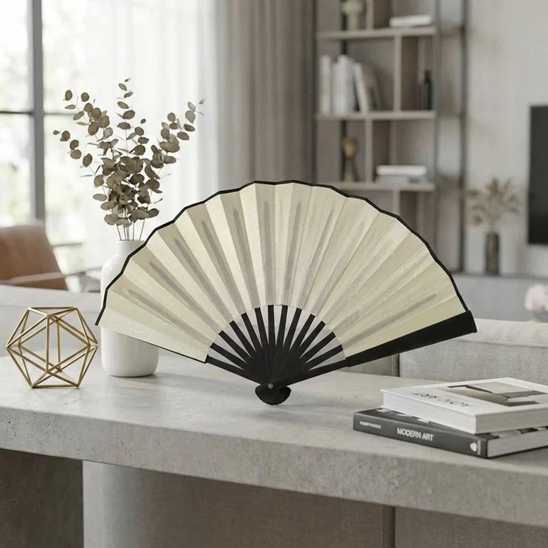 Folding Fan Chinese Style Summer 10inch Ancient Style Fan Men's Silk Cloth 2026 New Model Summer Bamboo Fan Hanfu Portable Fan