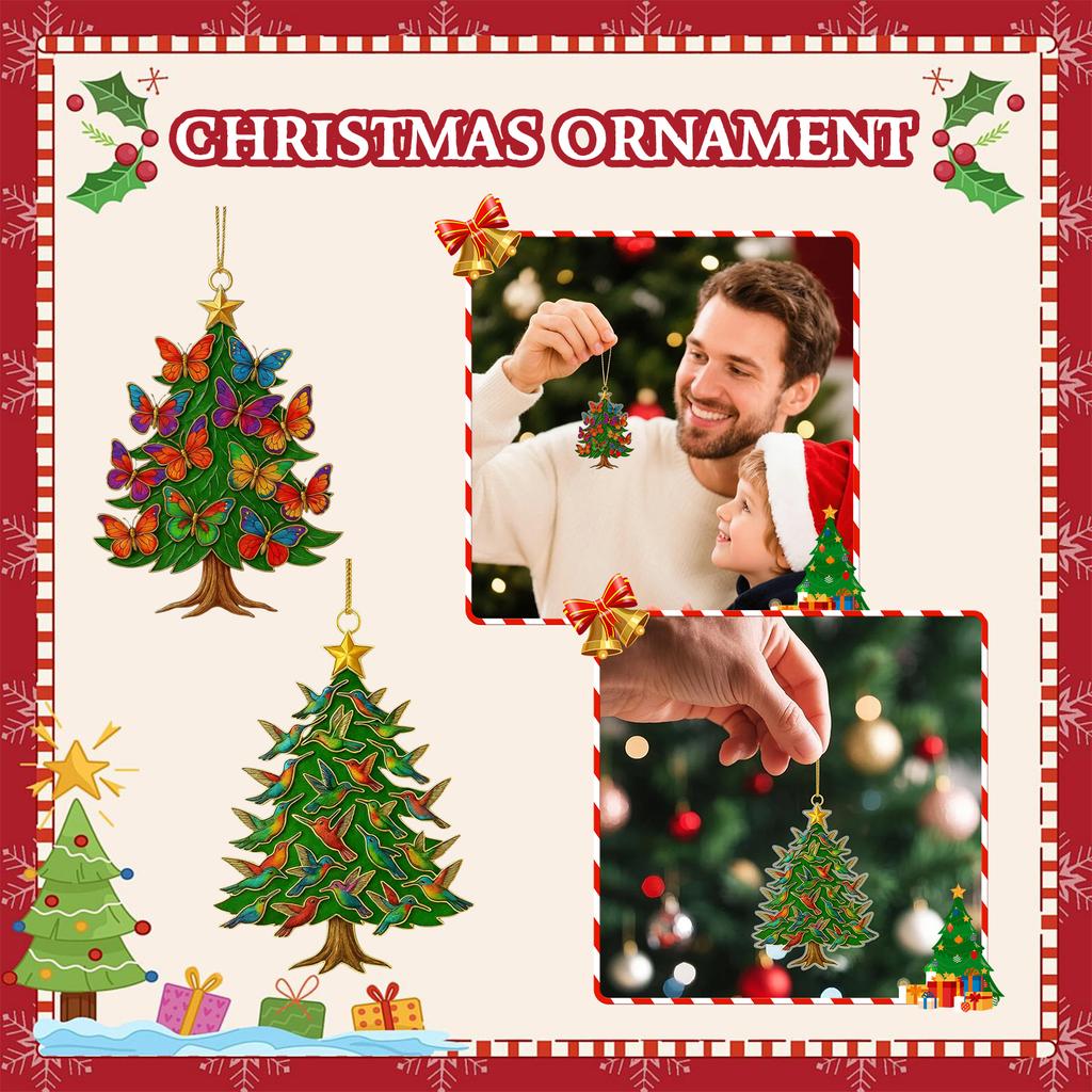 2D Acrylic Christmas Tree Decoration Colorful Butterfly Suitable For Christmas Tree Ornaments Decoration