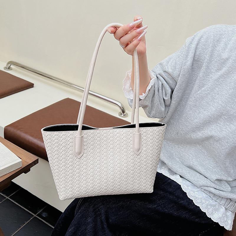 Woven Tote Bag for Women Large Woven Handbag Soft Leather Shoulder Bag Work Shopper Travel Tote Bag with Purse KTB
