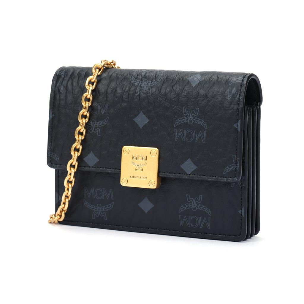 MCM Classic Monogram Canvas And Leather Mini Shoulder Bag Women Shoulder Bag Black MYLFATA03BK001