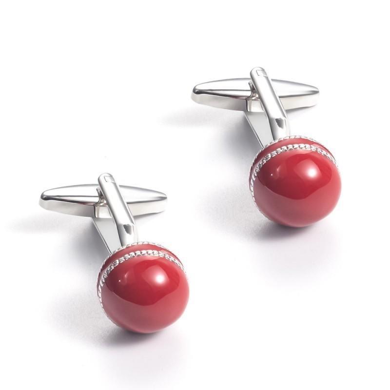 

Red Painted Silver Edged Ball Shaped Copper Metal Cufflinks Men s French Pure Natural красный