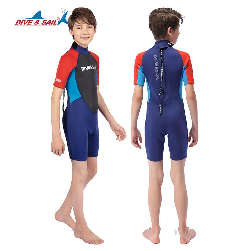 2.5mm Neoprene Wetsuit Kids Youth Snorkeling Surfing Swimming Warm Short Sleeve Full Body Suit