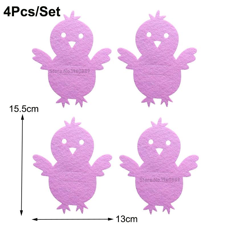 4Pcs Easter Knife Fork Holder Tableware Bag Non-woven Chick Rabbit Cutlery Bag Organizer Easter Bunny Party Supplies Home Decor