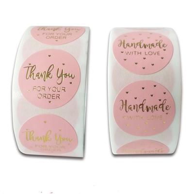 500 sztuk różowy papier naklejki etykiety folia dziękuję ślub naklejki Scrapbooking 1 cal koperty uszczelki ręcznie robione naklejki papiernicze
