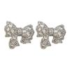 Full diamond bow stud earrings New Year's popular temperament light luxury niche high-end earrings unique earrings women