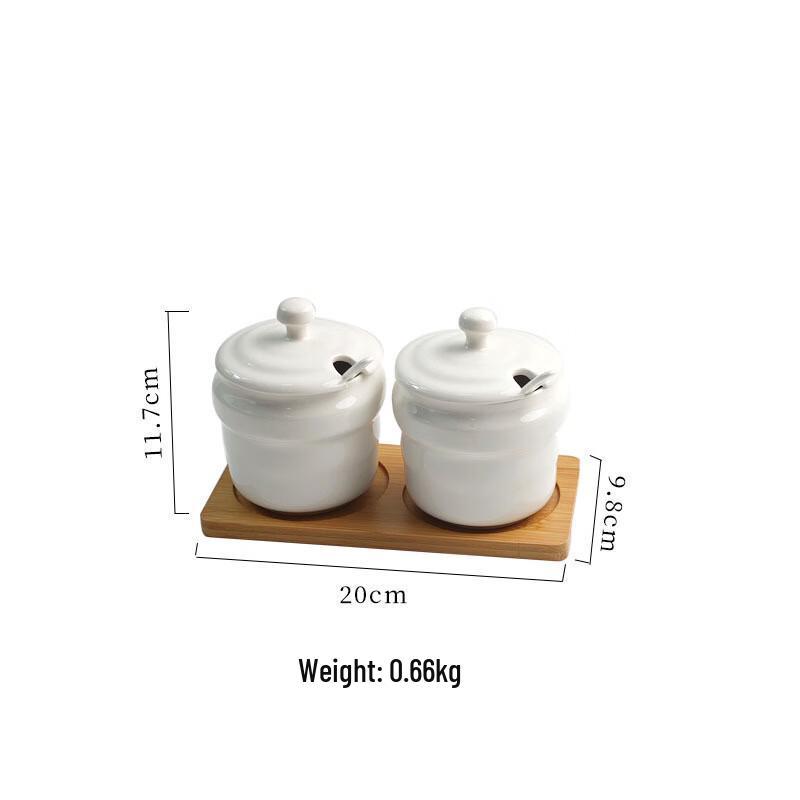 Keramisk kryddburksset med lock och träbricka