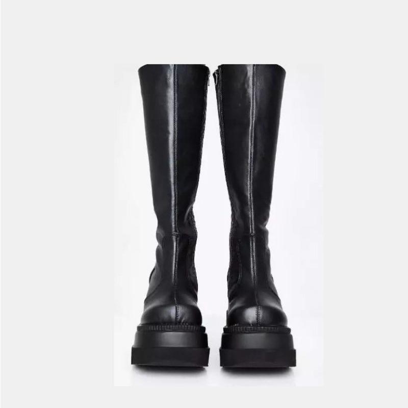 Martin boots autumn and winter new large size wedge heel high women's boots thick-soled rear zipper knight boots