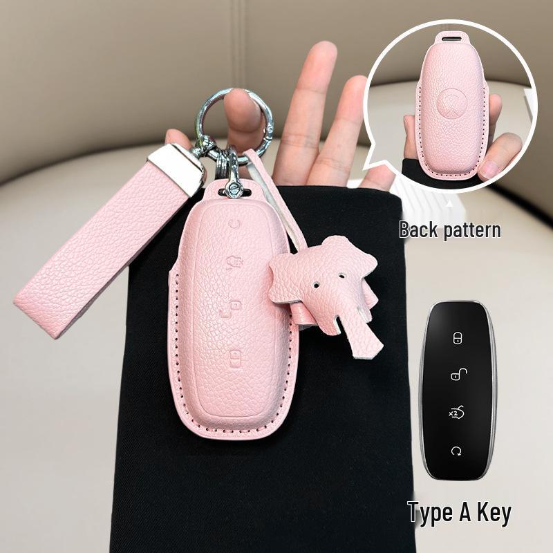 French Style Leather Key Case for BYD D9/N7/N8 - Full Coverage Remote Control Protective Shell