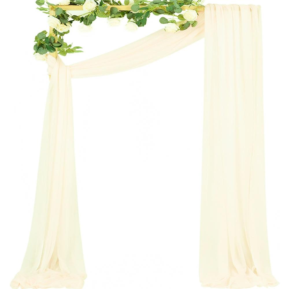 6/10M Chiffon Fabric Drapes for Wedding Arch Ceremony Reception Decorations Sheer Fabric Curtains for Party Stage Bridal Shower