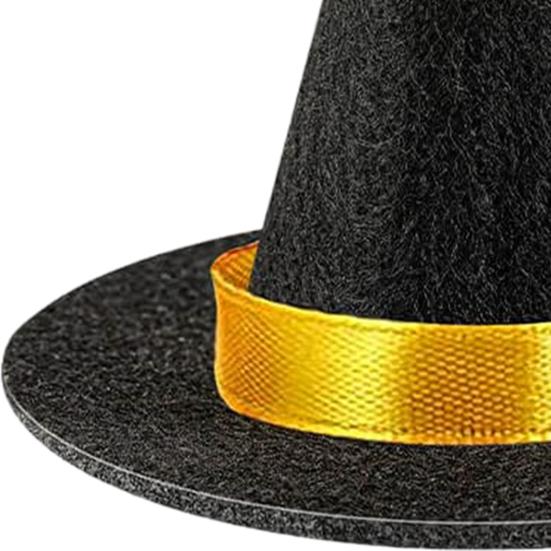 12Pcs Mini Witch Hat And Broom Crafts Halloween Party Decorations Reusable Black Hats Festive Home Party Ornaments