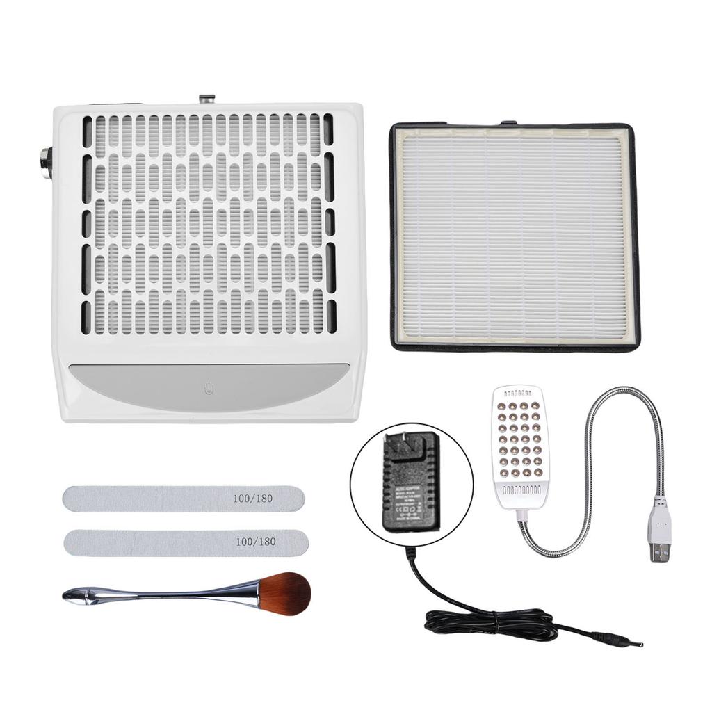 Nail Dust Collector Adjustable Speed Low Noise Nail Vacuum Dust Collector 4500 RPM with LED Light Br