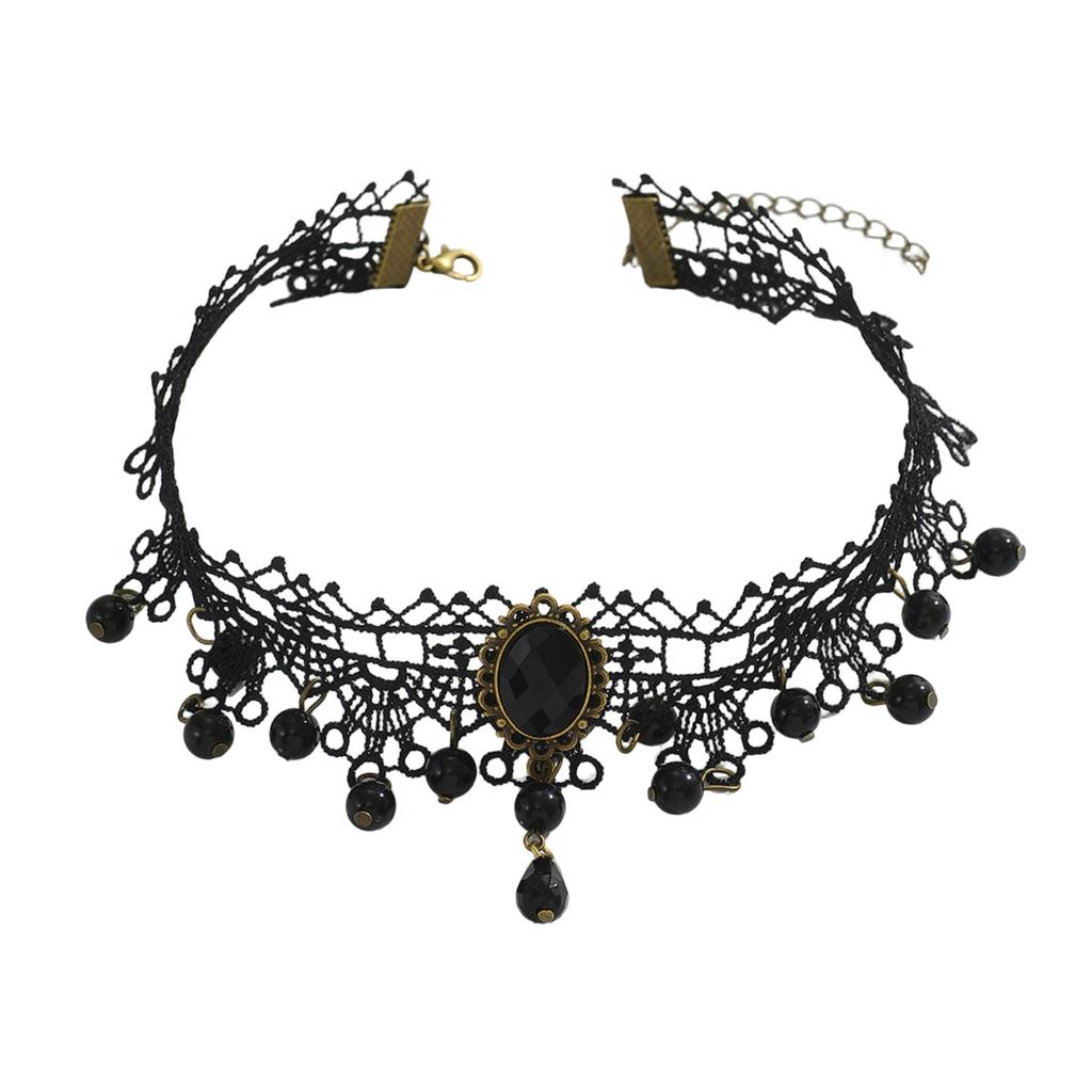Dark Romance Gothic Lace Necklace Adornment Sturdy Chokers Neckchain Adornment for Fashion Enthusiasts