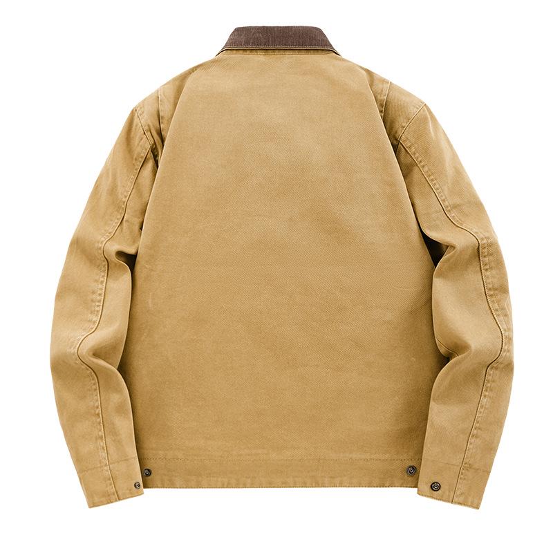 Men's Plus Size Washed Lapel Workwear Jacket - Spring/Autumn