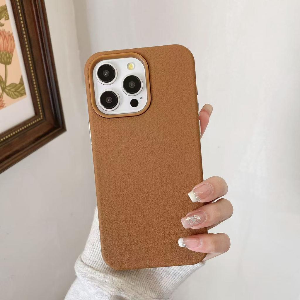 The Two-in-one Leather Pattern Is Suitable for Apple 16E Skin-feeling Anti-drop Mobile Phone Case iPhone16Pro Simple Non-slip Protective Case.