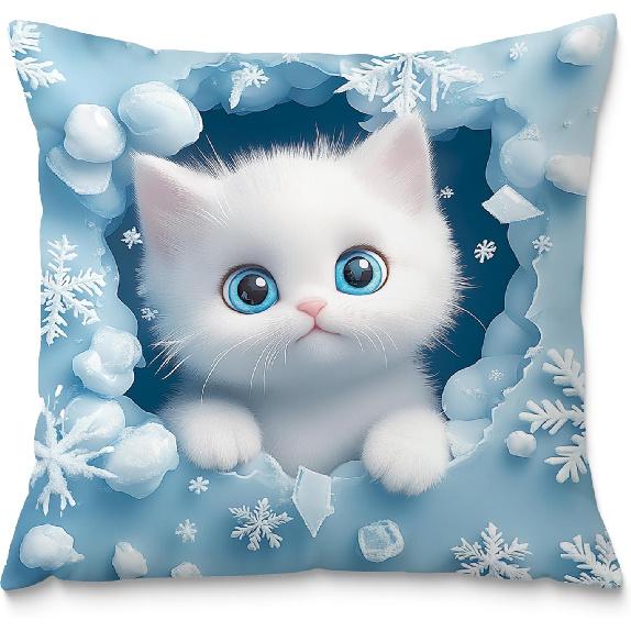 Rock Paper Scissors Funny Cat Pillow Covers 12x20, Funny Gifts for Girls Cat Lovers Women, Cats Paw Pillow Covers, Cats Home Room Decor Style3