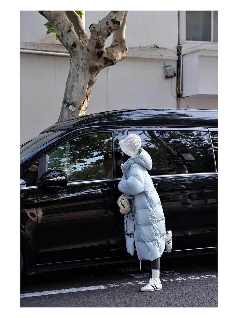 2025 Korean Style Women's Warm Hooded Mid-Length Down Coat