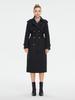Trench-coat noir double boutonnage pour femme Printemps Automne Mode Coupe Slim Ceinture Long Coupe-vent Élégant Décontracté Vêtement d'extérieur pour femme