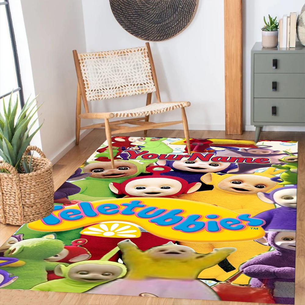Teletubbies Customized Name Floor Rug Office Rug Design for Game Room Dining Room Balcony Outdoor Anti-slip Rug Anime Office Decor