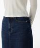 Musinsa Standard Woman Women'S Front Slit Denim Long Skirt [Dark Blue]