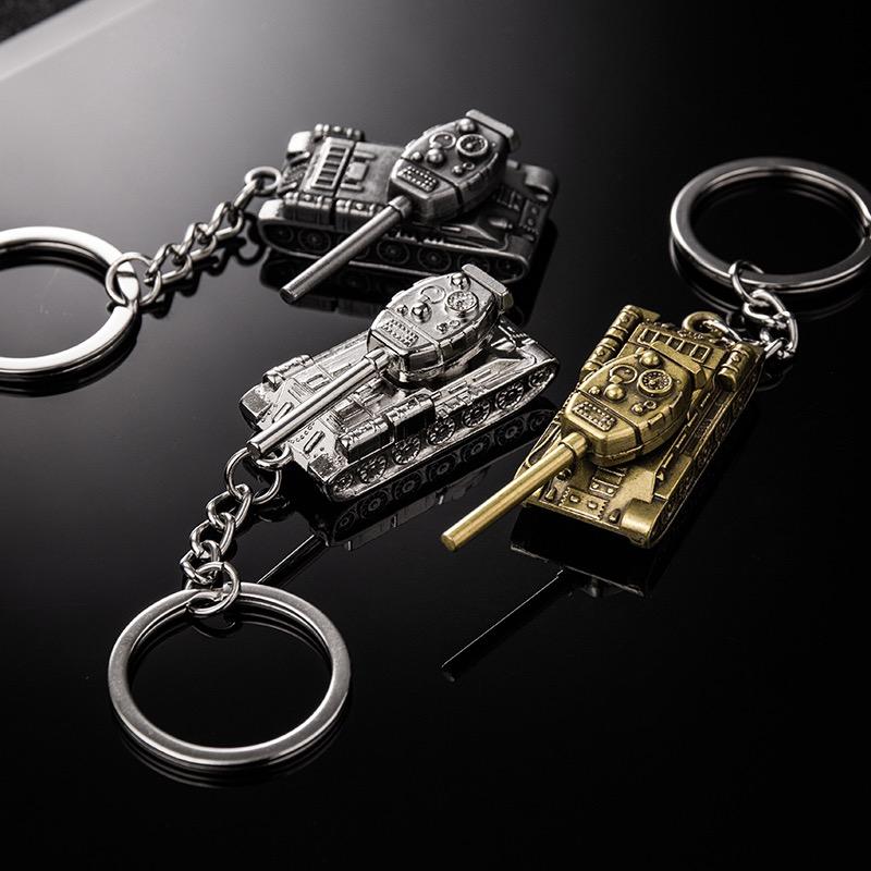 Heavy Punk 3D Tank Pendant Keychains Metal Creative Tanks Airplane Keyrings Men Women Buckle Car Motorcycle Trinket Key Holder
