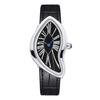 Dali Schmelzende Verzerrte Uhr Unregelmäßiges Römisches Zifferblatt Schwarzes Echtes Lederarmband Surrealistische Kunst Damenuhr Quarz Armbanduhr