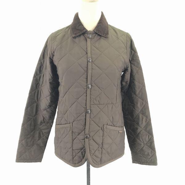 England Made /LAVENHAM/ Nylon Quilted Padded Jacket [34 / Women's S / Brown] Corduroy Collar / Lavenham