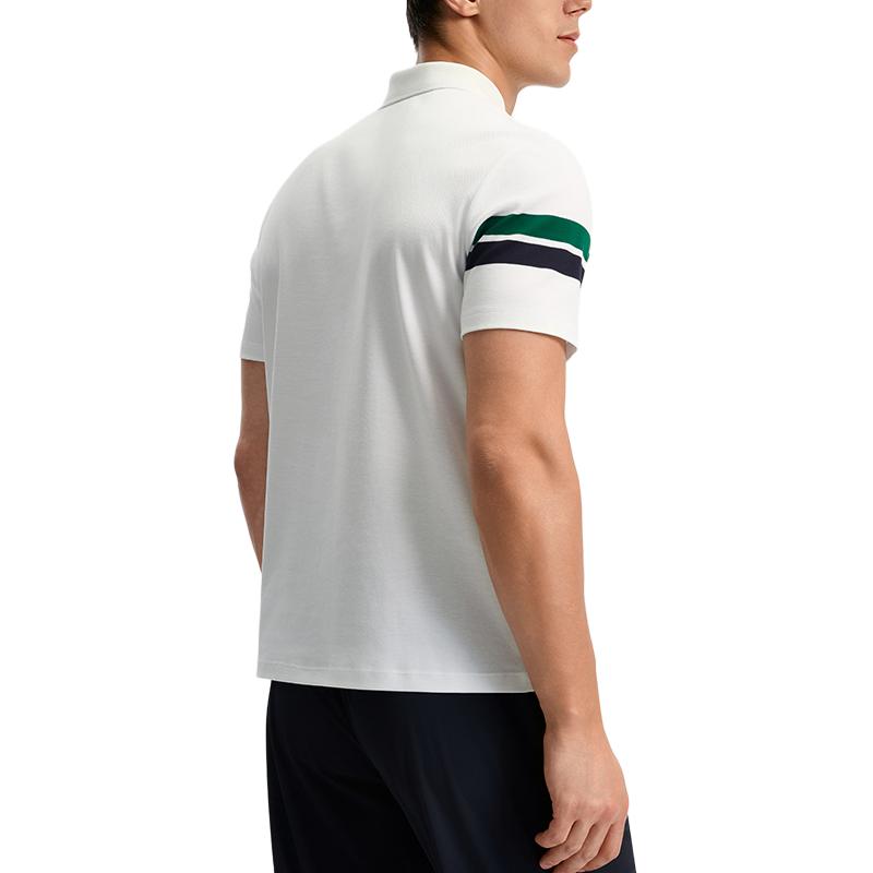 Fila Tennis Fashion Retro Comfortable Simple Striped Versatile Casual Sports Polo Shirt Men Tops Jade-White A11M533105F-WT