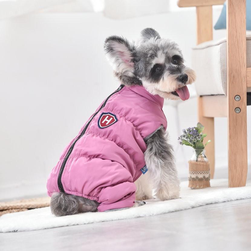 Pet Autumn And Winter Dog Small Dog Four-legged High-collar Windproof Coat Warm Cotton Clothes