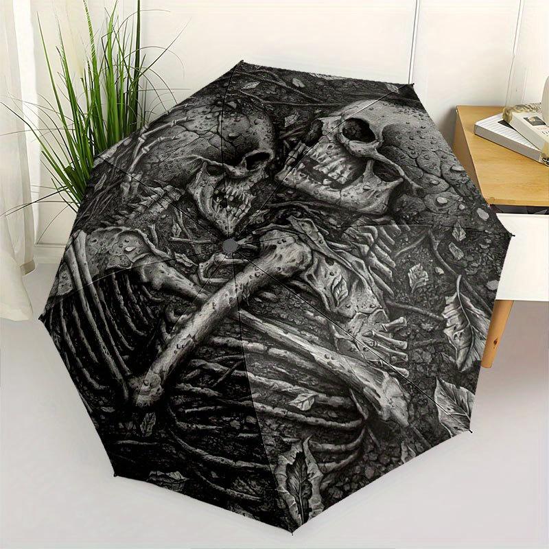

Skull Lovers: Cute Cartoon Umbrella - Portable Folding Umbrella with Durable Iron Frame, 8 Ribs Structure Suitable for All Se (as the picture,Iron&8K)