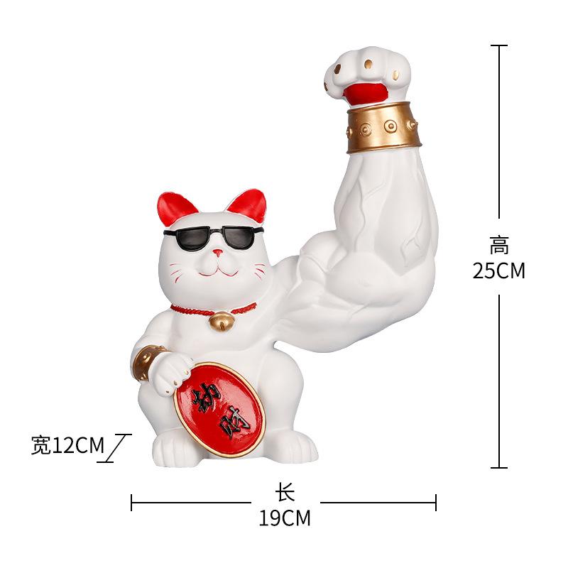 Creative Lucky Cat Decorative Ornaments Muscle Cat Animal Statue Resin Table Small Ornaments Living Room Home Decoration Modern