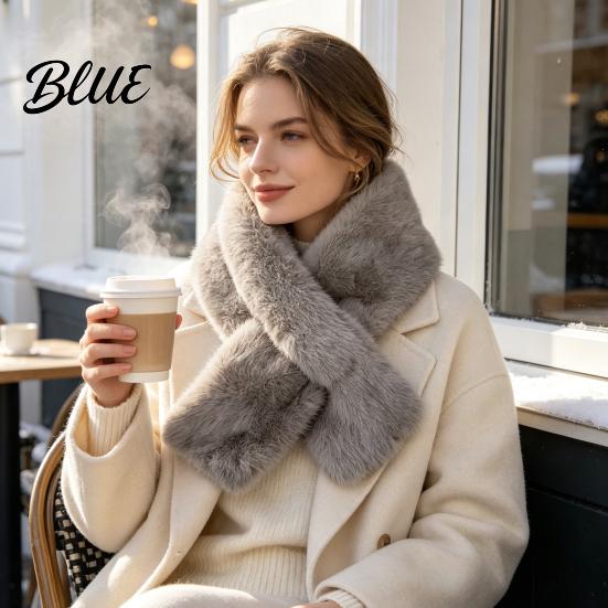 Winter Warm Scarf Women Imitation Mink Fur Scarf Thickened Soft Plush Neck Warmer Cold Weather Elegant Shawl Wrap Accessory for Versatile Fashion