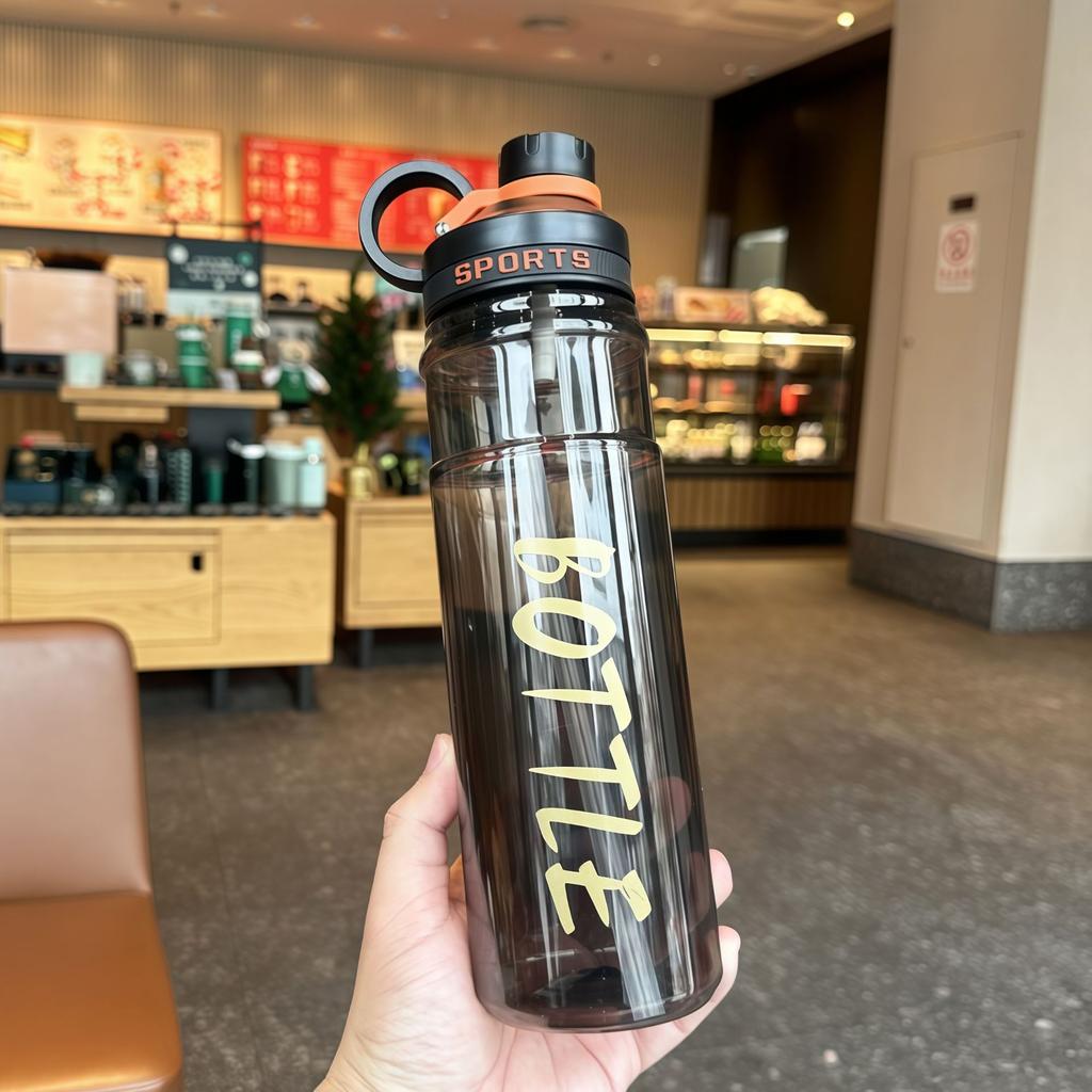 Water bottle summer new sports double drink straw cup simple and portable trend water cup male and female students anti-drop easy cup household