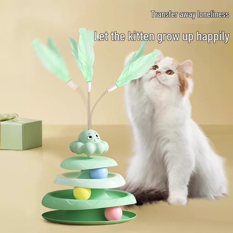 Kitten Teaser Play Disc: Boredom Relief Wand & Turntable Cat Toy
