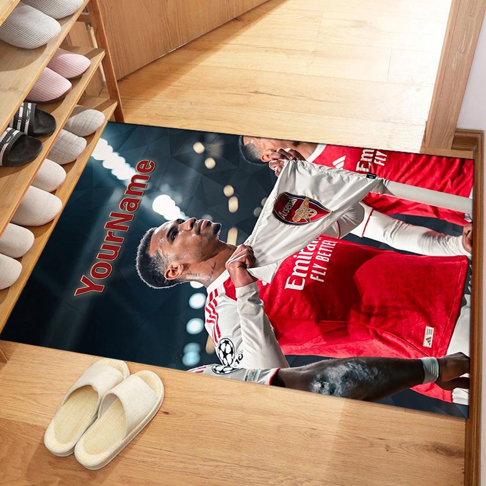Arsenal Customizable Name Floor Mat Design for Study Room Living Rooms Decorate Room Dormitory Antislip Carpet Office Home Decor Gift for Festivals