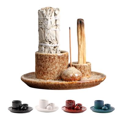 Keramik Kerzenhalter Modern Palo Santo Räucherstäbchen Brenner Mehrzweck Aschefänger Meditation Yoga Raumdekoration Festival Geschenk