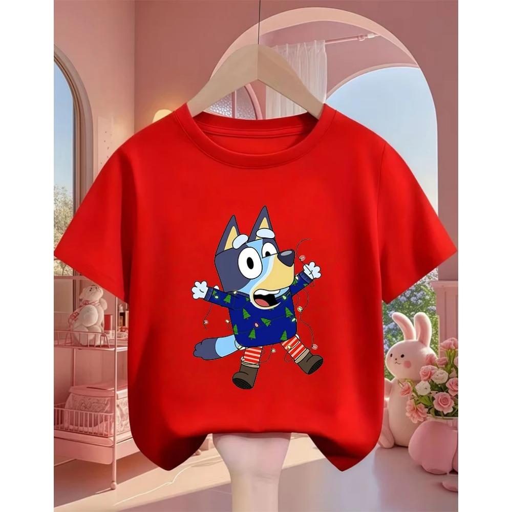 Cute Kawaii Children T Shirt Bluey Popular Print Summer Street Style Fashion Tops For Kids 3-14 Age