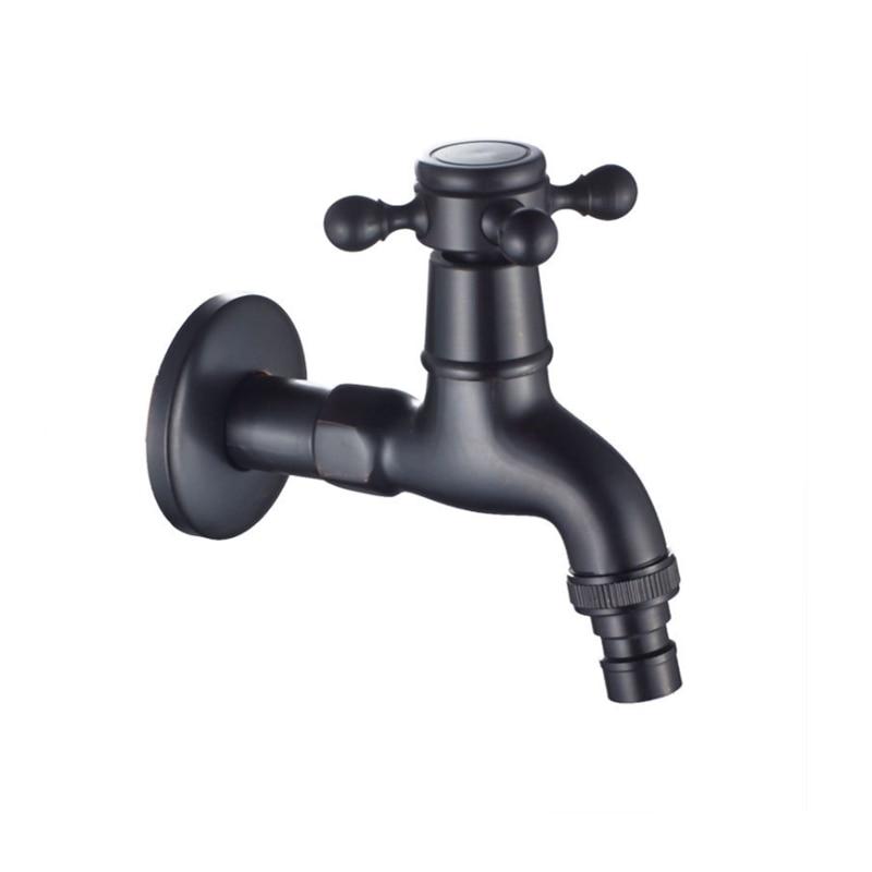 Torneira mais longa para jardim ao ar livre, latão preto, montagem na parede, canto do banheiro, máquina de lavar, banho, esfregão, piscina