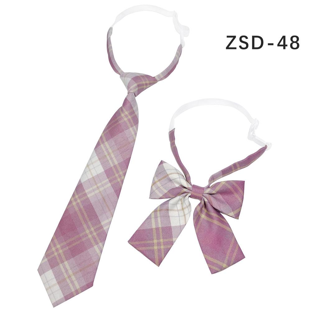 Unisex JK Collar Plaid Bowknot Flower Set - Polyester Cotton Student Uniform Accessory
