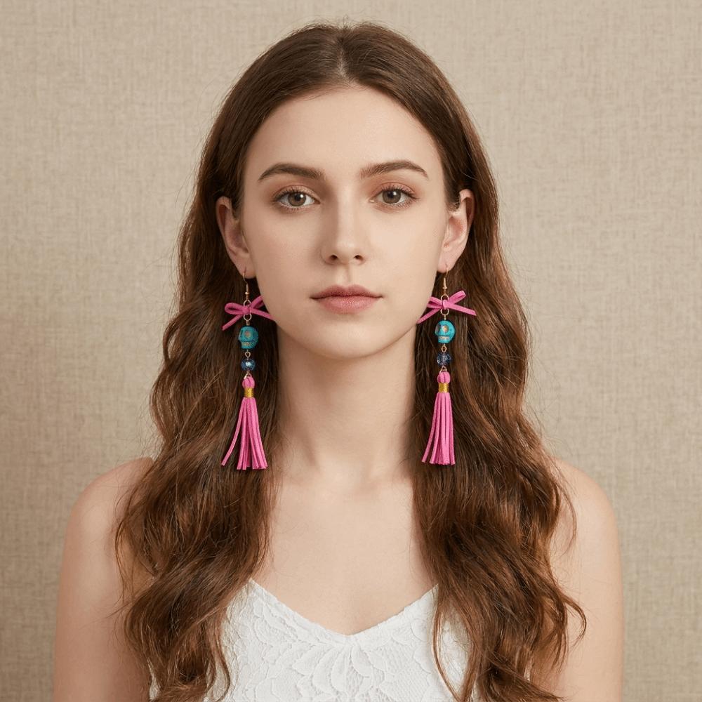 Tassel Halloween Earrings Rice Bead Ear Jewelry Accessories Fashion Skull Drop Earring Hipster